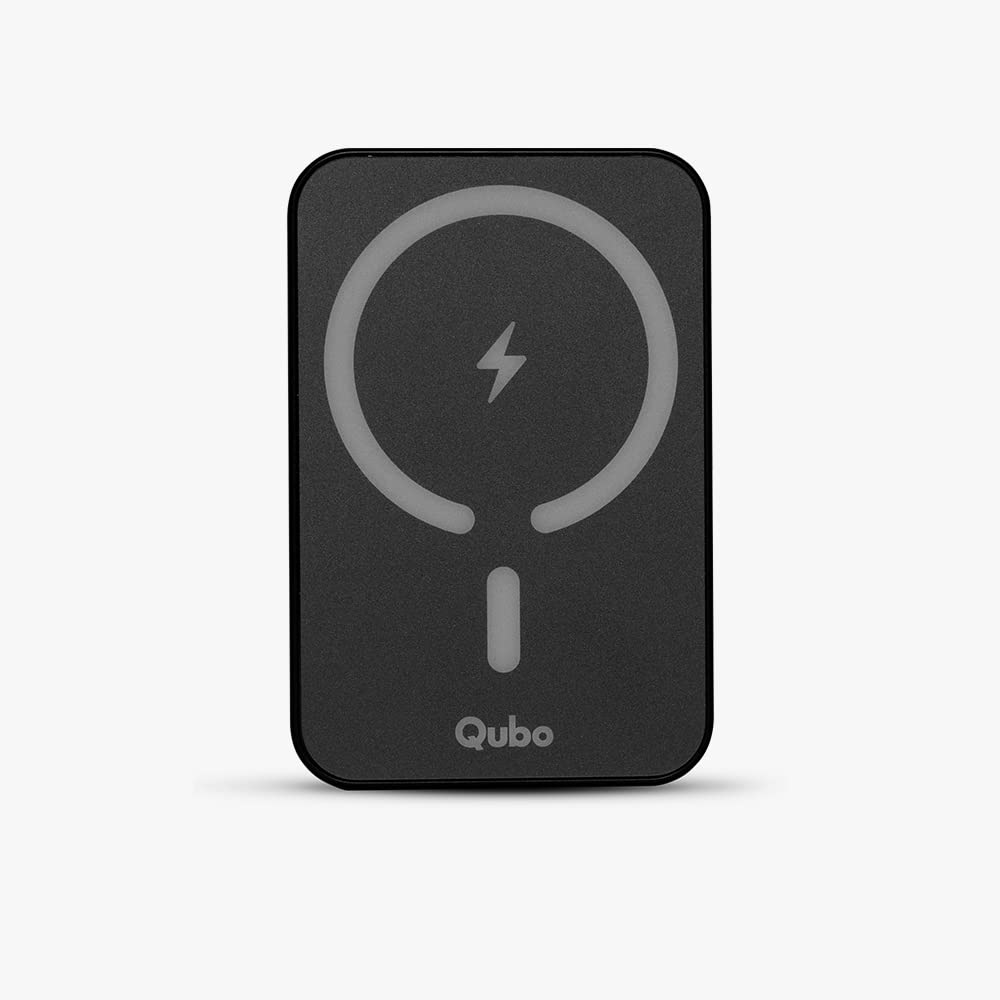Qubo MagZap X1: Wireless Power Bank, 5000mAh, 15W Output, Black